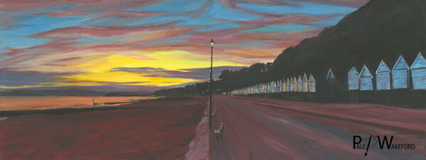 Bournemouth Beach Hut Sunset Original