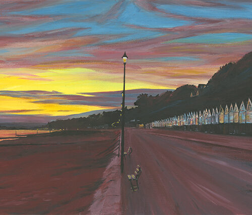 Bournemouth Beach Hut Sunset Original