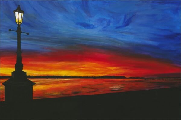 Poole_Harbour_at_Dusk_Original_Main_Image Poole Harbour at Dusk original acrylic painting by Paul B Wakeford