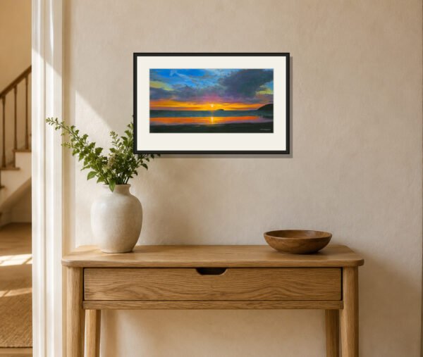 pbw-brean-down-sunset-print-framed-room Brean Down Sunset – Fine-Art Giclée Print