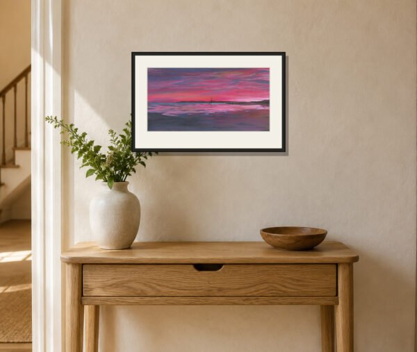 pbw-crimson-sunset-over-studland-print-framed-room Crimson Sunset Over Studland – Fine-Art Giclée Print