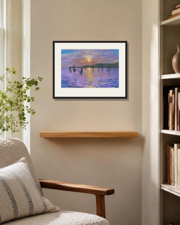 pbw-paddleboarding-at-kimmeridge-bay-print-framed-room Paddleboarding at Kimmeridge Bay – Fine-Art Giclée Print
