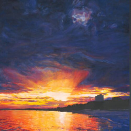 Sunset over Bournemouth Bay – Original Painting